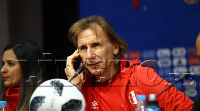 Ricardo Gareca habló en conferencia de prensa desde el Mordovia Arena. Foto: Hugo Díaz / Líbero