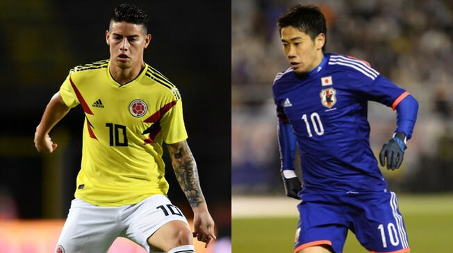 James Rodríguez (Colombia) y Shinji Kagawa (Japón) animarán el partido en el Mundial de Rusia 2018. Foto: Agencias / EFE