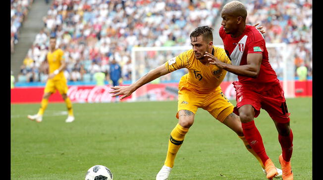 André Carrillo, durante el Perú vs. Australia.