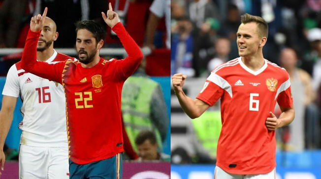 Isco Alarcón (España) y Denis Chéryshev (Rusia) se verán las caras en los octavos del Mundial de Rusia 2018. Foto: EFE