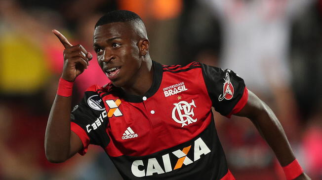 Vinicius Jr sumó 14 anotaciones con la vestimenta del Flamengo de Brasil.