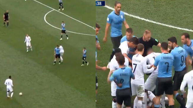 Mbappé protagoniza escandalosa pelea en el Francia vs. Uruguay.