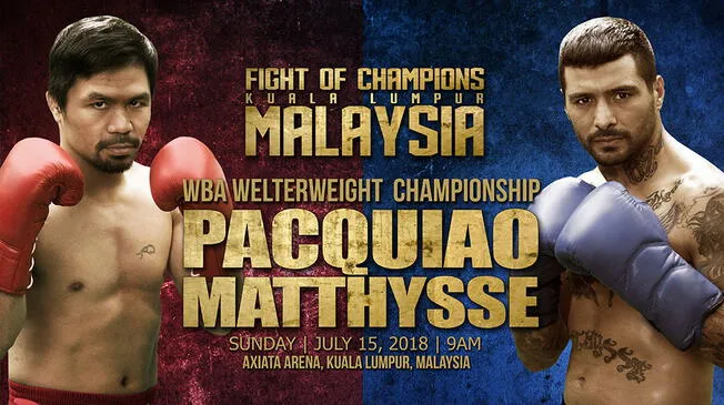 Manny Pacquiao vs Lucas Matthysse EN VIVO ONLINE EN DIRECTO vía TNT SPORTS SPACE por el título mundial welter AMB en Kuala Lumpur