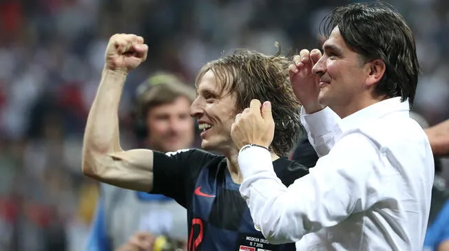 Luka Modric y Zlatko Dalic celebran el pase de Croacia a la final del Mundial Rusia 2018.
