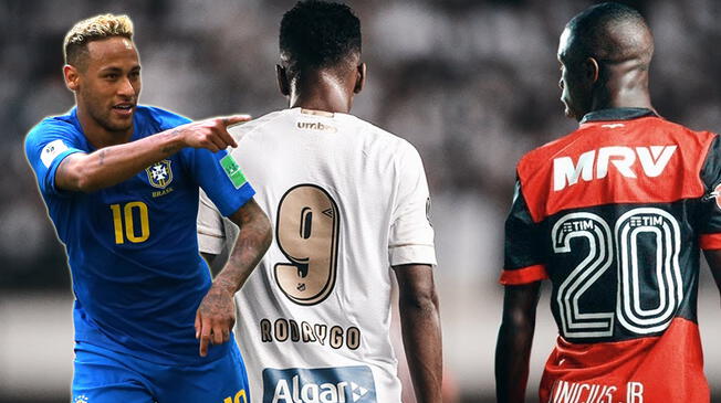 Neymar, Rodrygo Goes y Vinicius Jr.