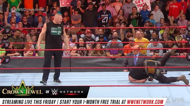 WWE RAW: Brock Lesnar destrozó a Braun Strowman previo a su lucha en Crown Jewel y luego de WWE Evolution.
