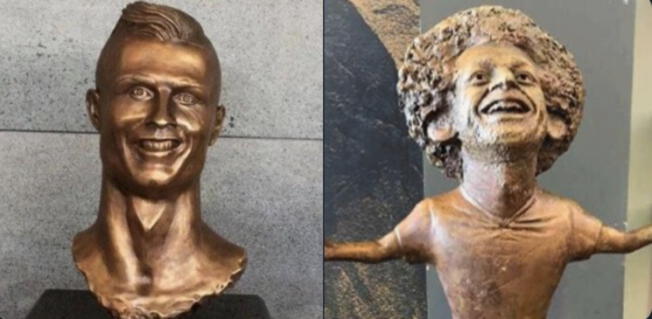 Cristiano Ronaldo y Mohamed Salah, ¿las esculturas más curiosas en la historia del fútbol?