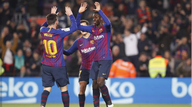 Barcelona celebró gracias a goles de Dembélé, quien aprovechó los pases de Messi en el Barcelona vs Levante. 