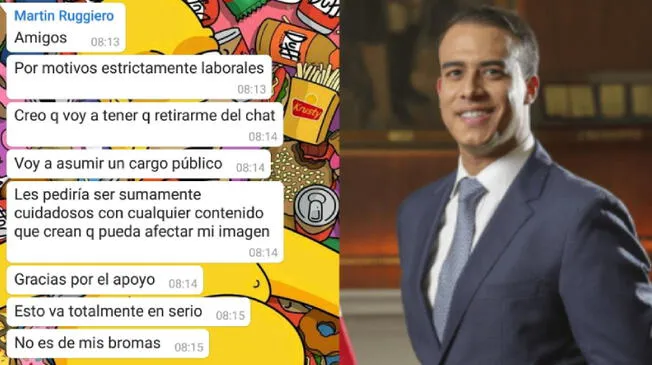 Difunden falsos chats del Ministro de Trabajo Martín Ruggiero