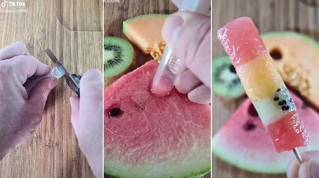 TikTok: Cómo hacer paleta de frutas usando una jeringa - VIDEO