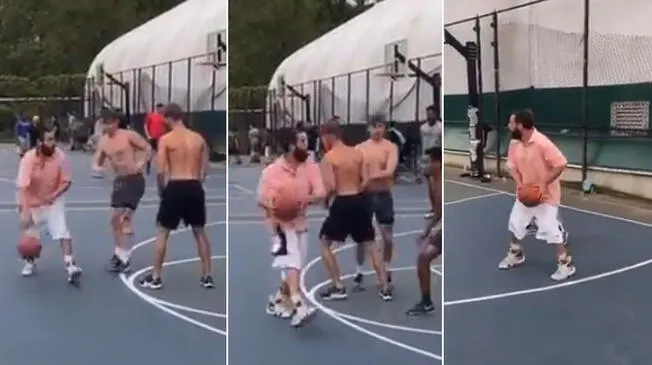 Adam Sandler es captado jugando baloncesto con sus fanáticos