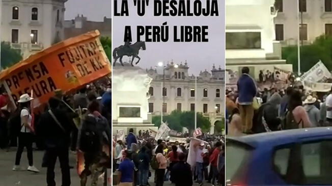 Hinchas de Universitario desalojan a simpatizantes de Perú Libre