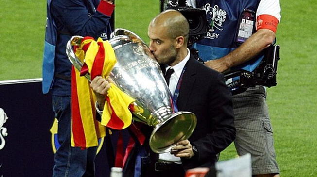 Pep Guardiola y su último título de Champions League como técnico. Foto: EFE