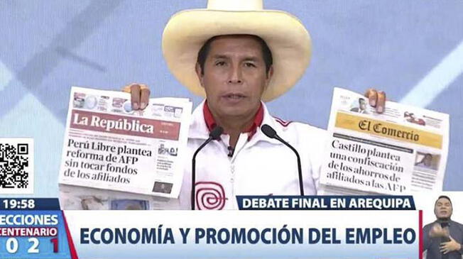 Pedro Castillo participó del debate presidencial organizado por el JNE.