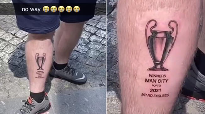 Hincha del City se tatúa la Orejona antes de jugarse el partido Hincha del City se tatúa la Orejona antes de jugarse el partido