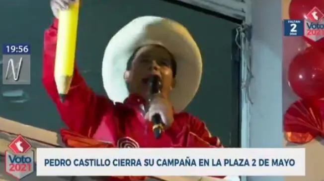 Pedro Castillo realizó cierre de campaña multitudinario en la Plaza 2 de Mayo.