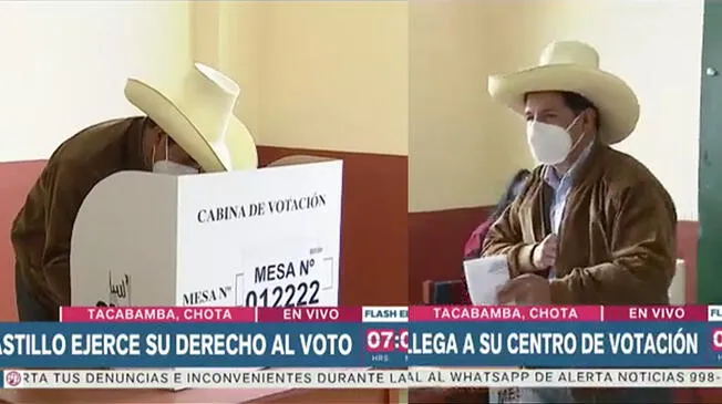 Pedro Castillo emitió su voto acompañado de su esposa.
