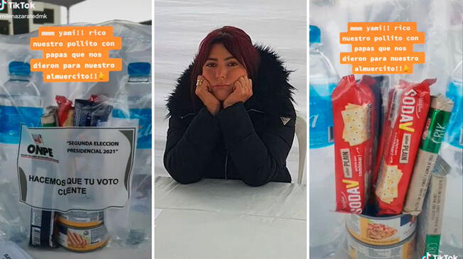 Milena Zárate bromeó con el refrigerio que recibió por parte de la ONPE.
