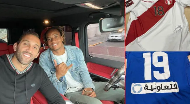 André Carrillo obsequió camisetas de Perú y Al-Hilal a Hernán Barcos