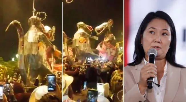 Simpatizantes de Perú Libre decidieron celebrar el 'Quino' de Keiko con una canción y representación.