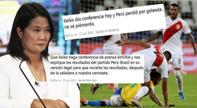 Usuarios acusan de que Perú fue goleado porque Keiko Fujimori dio conferencia.