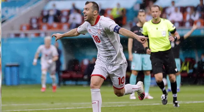 Goran Pandev celebrando su gol ante Austria en la presente Eurocopa