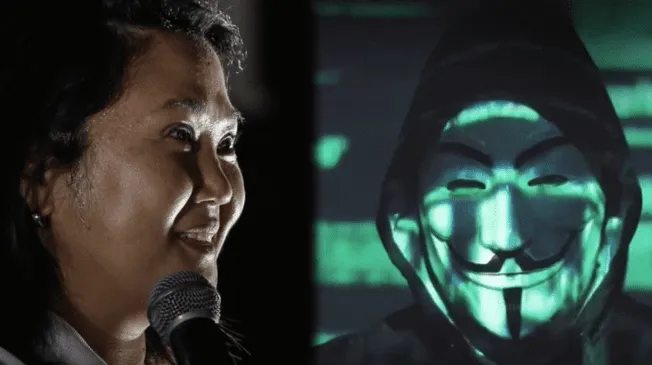 Keiko Fujimori recibió un mensaje de Anonymous. Composición: Líbero.