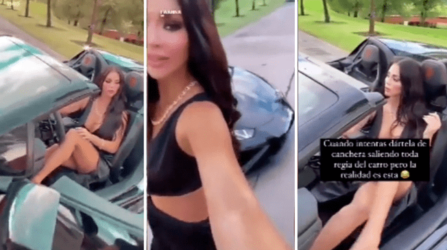 Sheyla Rojas luciendo Lamborghini negro: