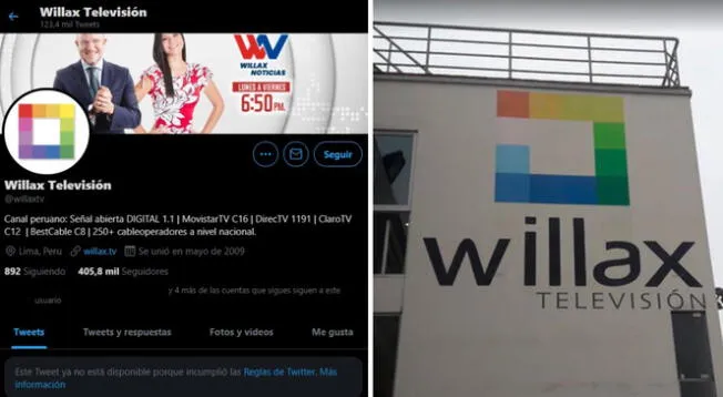 Twitter censura a Willax TV en redes.
