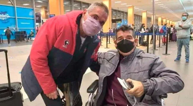Sergio Rondina y Gustavo Cisneros en el aeropuerto Jorge Chávez antes de embarcar a Argentina