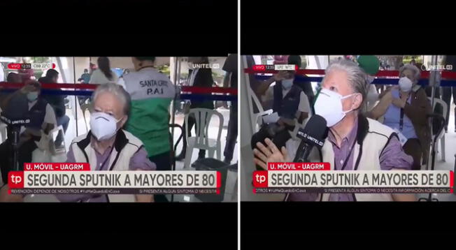 Señor bromea a reportero boliviano tras recibir segunda dosis de la vacuna contra COVID-19