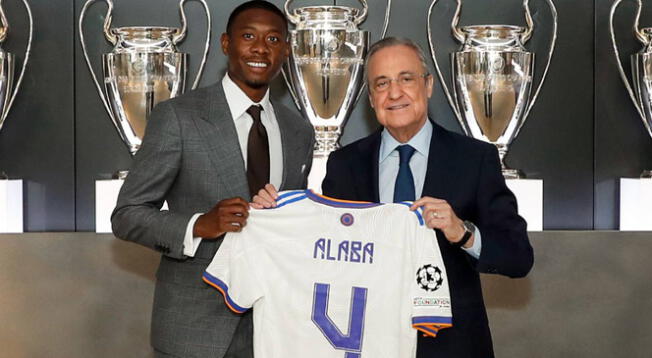 David Alaba posó con la camiseta número 4 del Real Madrid