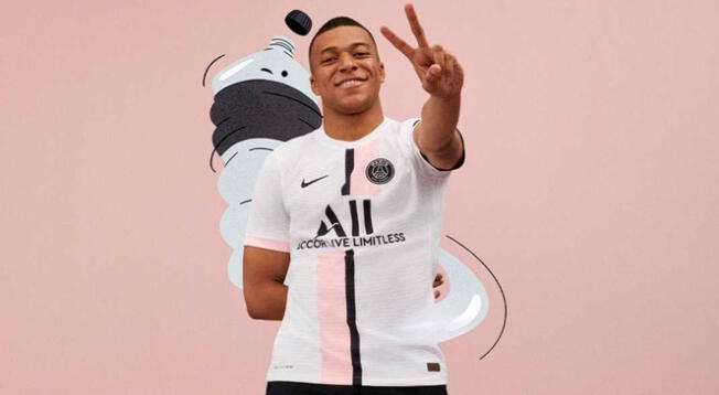 Kylian Mbappé luciendo la nueva camiseta alterna del PSG