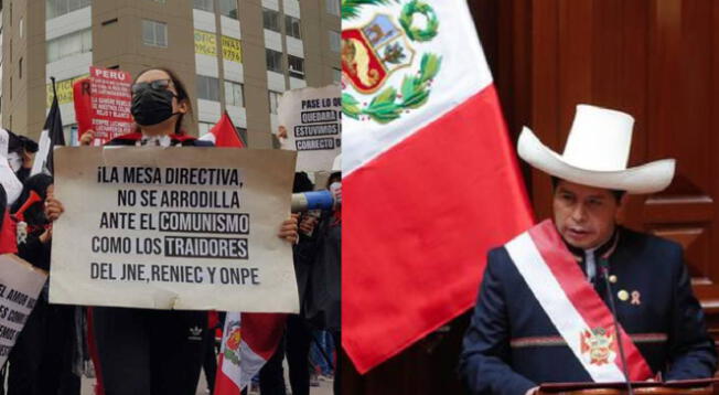 Simpatizantes fujimoristas realizan protestas contra Pedro Castillo en el día del bicentenario