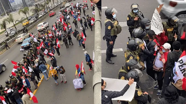 Manifestantes bloquean la avenida Javier Prado