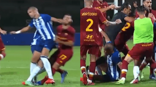 Pepe tuvo una dura entrada contra Mkhitaryan en amistoso Porto vs Roma
