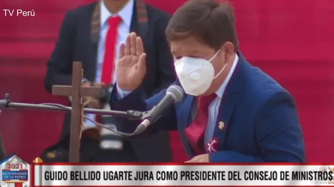 Guido Bellido jura como presidente del Consejo de Ministros. Foto: captura/TV Perú