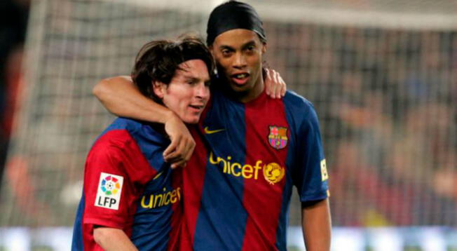 Ronaldinho y Lionel Messi coincidieron en Barcelona