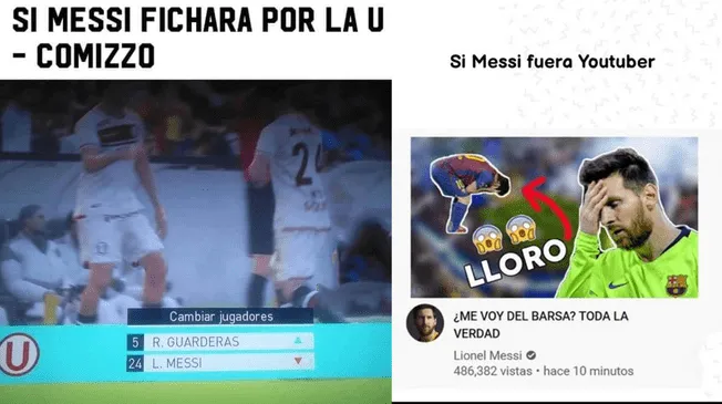 Messi fue el protagonista de memes por su salida del FC Barcelona.