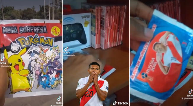 Un joven encontró una tarjeta de Edison Flores en bolsa sorpresa de Pokémon