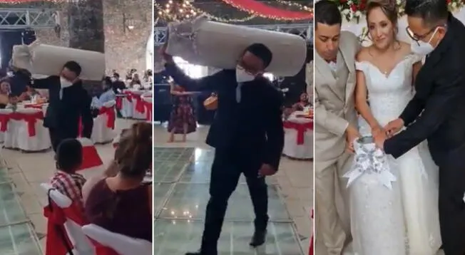 Mira el peculiar regalo que tuvo el padrino de boda a novios y es viral en internet
