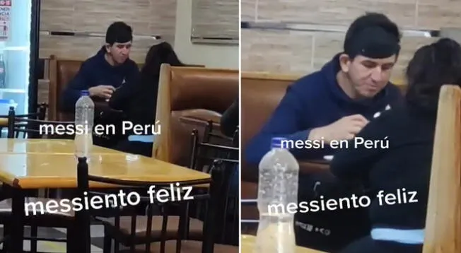 Un hombre con un parecido muy similar a Messi fue visto comiendo en una pollería peruana