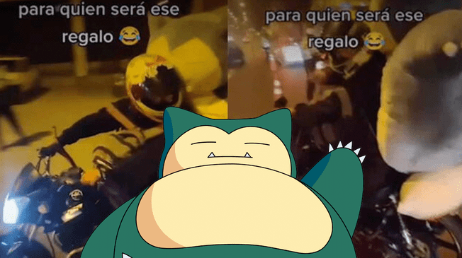 El motorizado llevaba un enorme Snorlax de peluche, pero el policía lo intervino