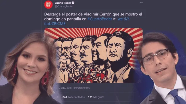 Cuarto Poder ofrece descarga del póster de Vladimir Cerrón y genera sorpresa en redes sociales
