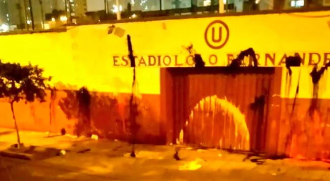 Delincuentes mancharon con pintura la fachada del Lolo Fernández