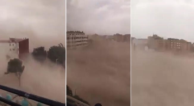 Tormenta de arena y polvo casi tapa por completo la ciudad de Albacete, en España