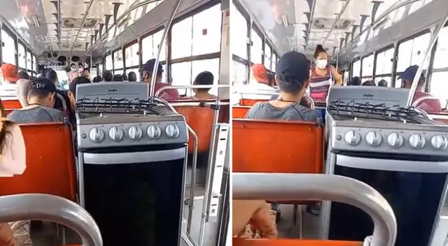 Hombre se vuelve viral en TikTok por llevar su cocina en transporte público