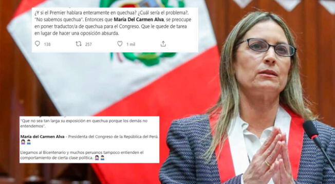 María del Carmen Alva se volvió en tendencia por evitar que Bellido hable en quechua