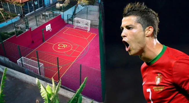 Cristiano Ronaldo y campo de juego para niños en Portugal