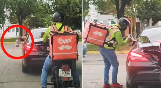 Repartidor de Rappi da ejemplar lección a conductor que botó basura en la vía pública Repartidor de Rappi da ejemplar lección a conductor que botó basura en la vía pública